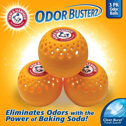Arm & Hammer OdorBusterz® Odor Eliminator Balls - Clean Burst Baking Soda Odor Control | 3 Count for Closets & Small Spaces
