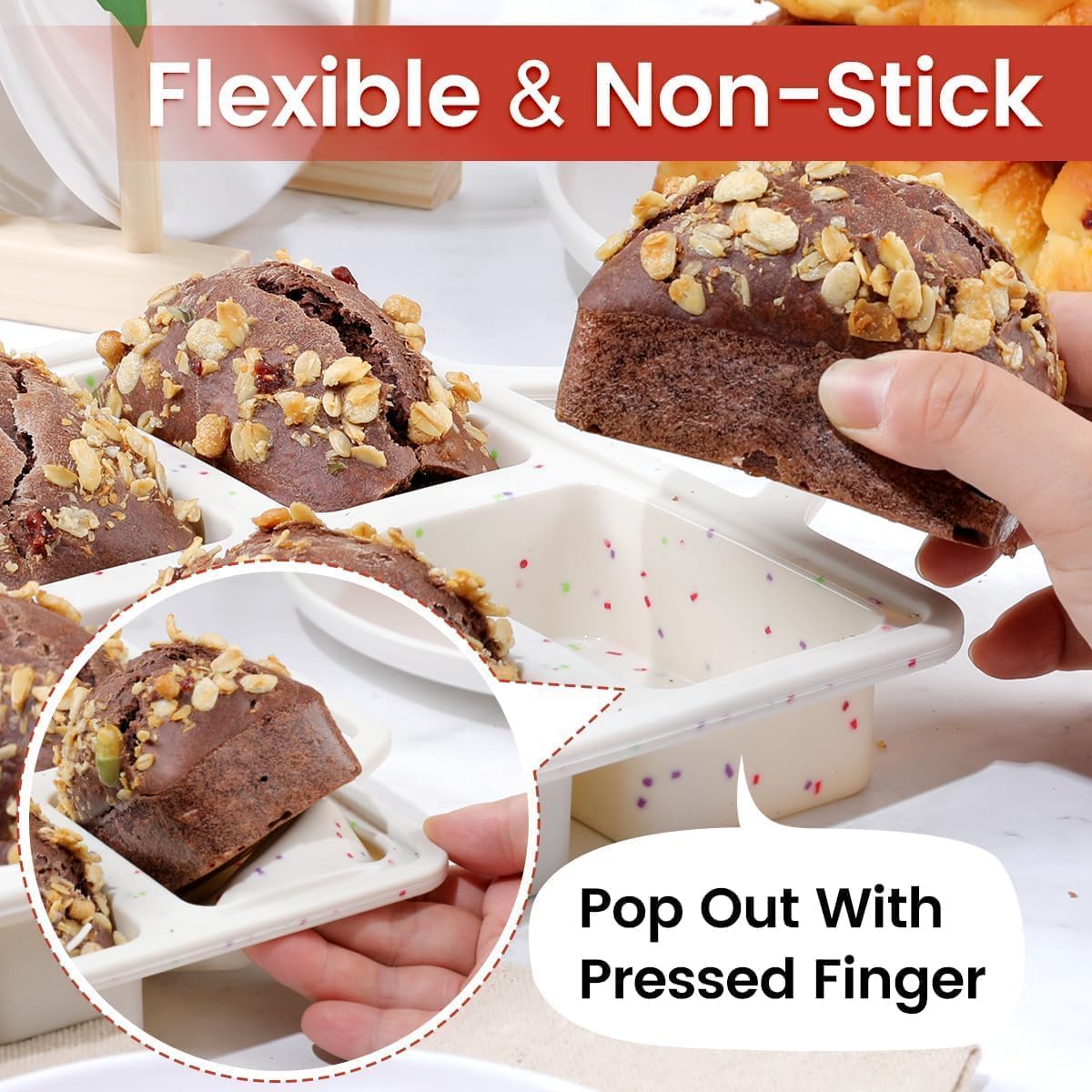 Skiennix Mini Loaf Pan - Nonstick Silicone Molds for Baking Bread, Meatloaf & Brownies | 8 Cavities