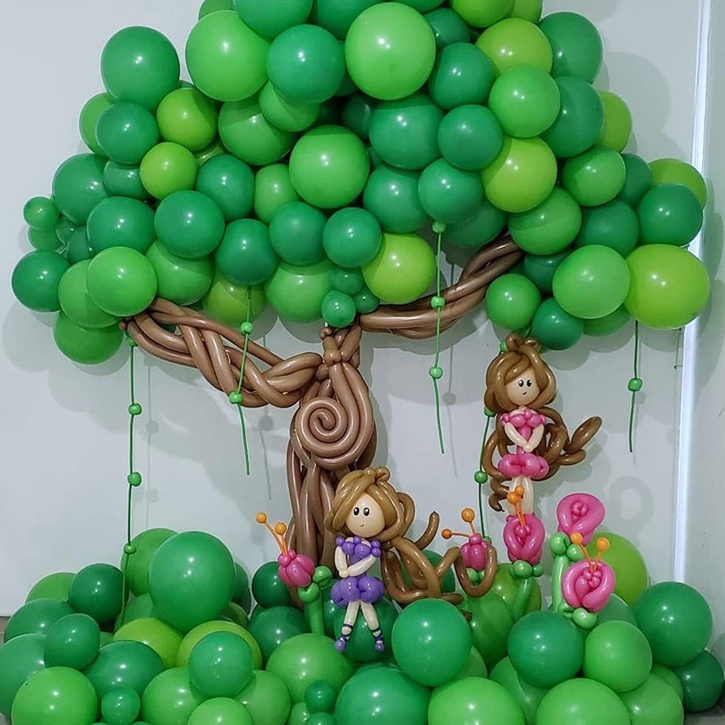 Voircoloria 12-Inch Green Latex Balloons - 105 Pcs for Birthday, Dinosaur, and St. Patrick's Day Parties