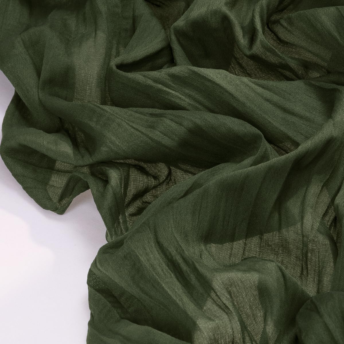 Socomi Olive Green Cheesecloth Table Runner - 120 Inch Rustic Boho Decor for Weddings & Events
