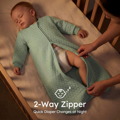 Yoofoss Baby Sleep Sack - Organic Cotton Wearable Blanket for Infants | 6-12 Months, 1.0 Tog, Long Sleeve
