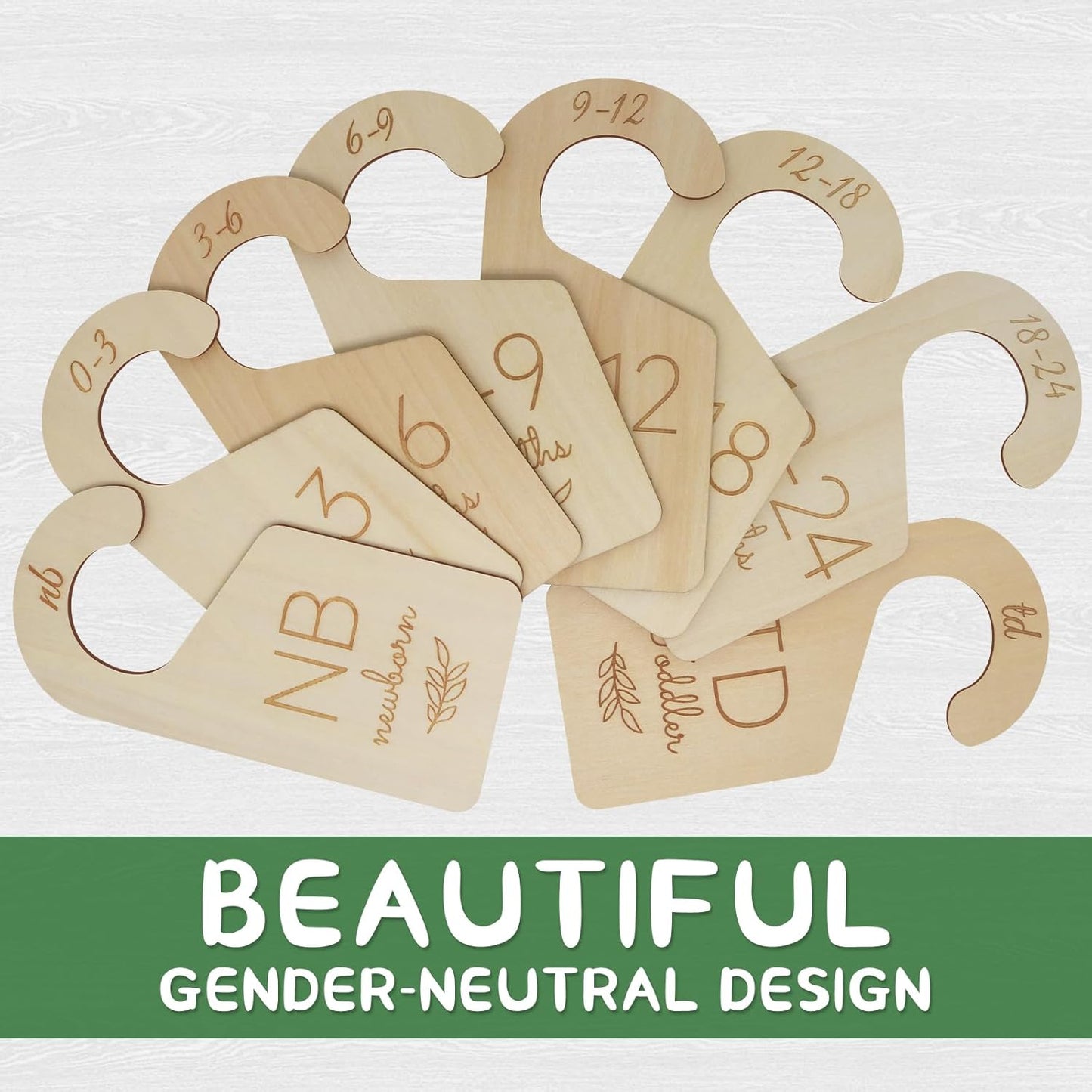 Skiennix Baby Closet Dividers - Wooden Size Organizers for Newborn to Toddler Clothes | Double-Sided Design