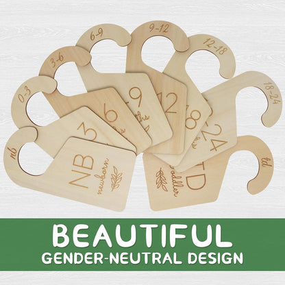 Skiennix Baby Closet Dividers - Wooden Size Organizers for Newborn to Toddler Clothes | Double-Sided Design