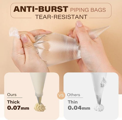 LotFancy 10-Inch Tipless Piping Bags - 500 Pcs Non-Slip Disposable Pastry Bags for Cake Decorating & Icing