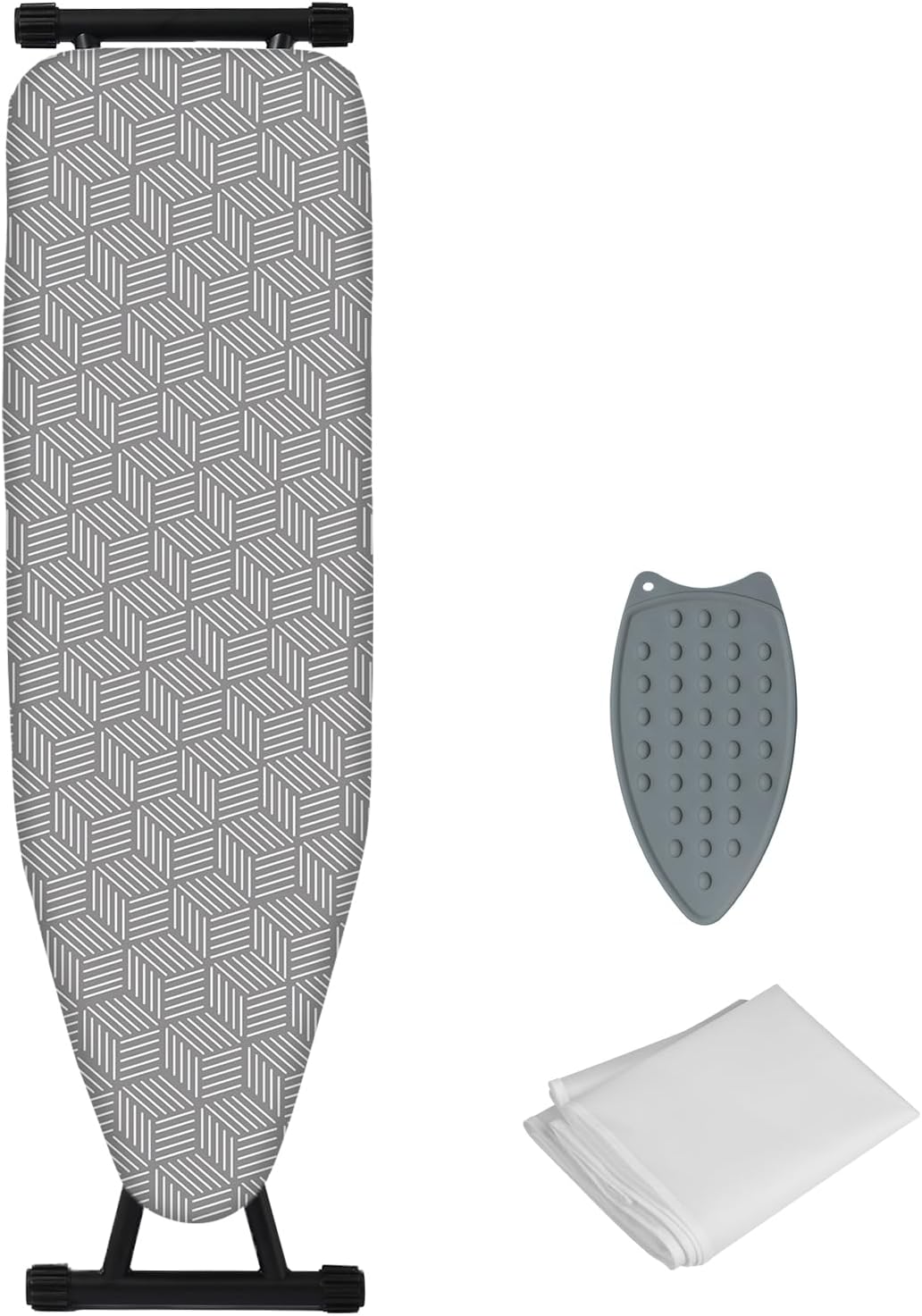 Regine Switzerland Adjustable Height Ironing Board - Compact Folding Design with Heat-Resistant Cover (Grey)