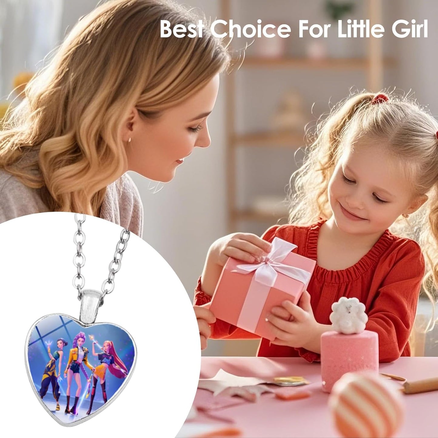 Skiennix Korea Pop Necklace - Colorful Heart-Shaped Jewelry for Movie Lovers | Stylish Sweater Chain