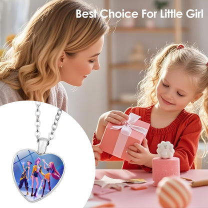 Skiennix Korea Pop Necklace - Colorful Heart-Shaped Jewelry for Movie Lovers | Stylish Sweater Chain