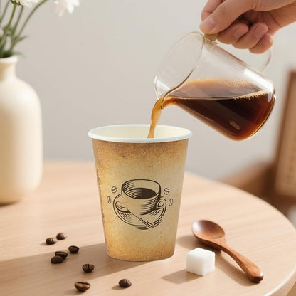 Clawsoff 300 Pack 12oz Disposable Paper Coffee Cups - Retro Design, Leak-Proof for Hot or Cold Beverages