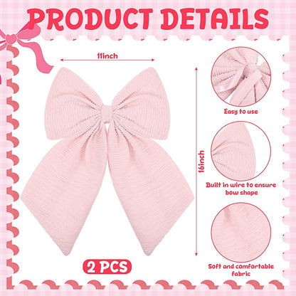 Riceshoot Large Crib Bows - 11 x 16 Inch Coquette Bow Decorations for Nursery | Pink