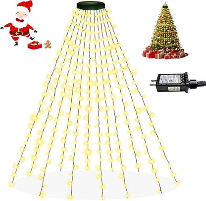 Easy Christmas Lights - 420 LED Waterfall Tree Topper | 8.2FT, 12 Lines, 8 Modes, Waterproof for 6FT Tree