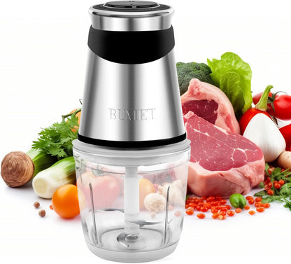Skiennix Electric Food Processor - 500W Mini Vegetable Chopper with 2.5-Cup Bowl & 4 Blades for Home Use