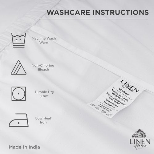 Linen Home 100% Cotton Percale Weave Fitted Sheet, King Size, White, 1 Deep Pocket Fitted Sheet, Fits Mattress Upto 16" Crisp and Cool Strong Bed Linen, 78"X80"+15"
