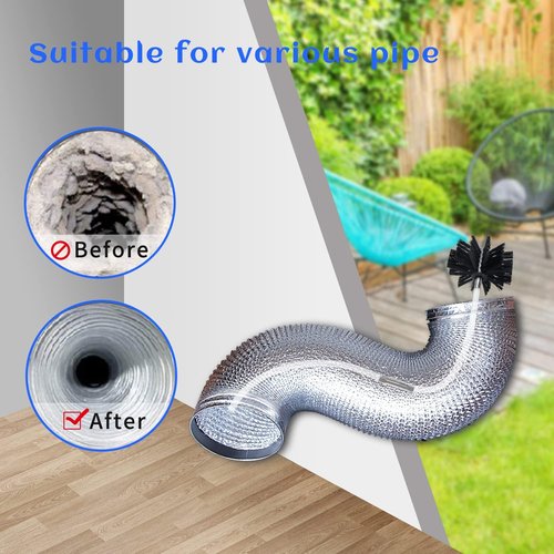 HOKLNUSE Dryer Vent Cleaner Kit - Heavy-Duty 30ft Chimney Sweep & Lint Removal Brushes | 4" & 6" Heads