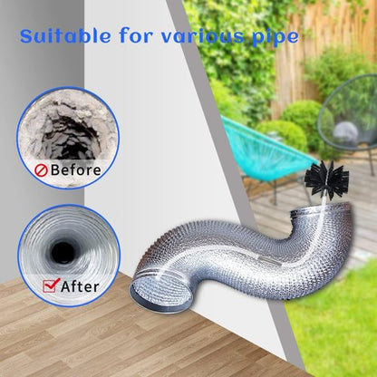 HOKLNUSE Dryer Vent Cleaner Kit - Heavy-Duty 30ft Chimney Sweep & Lint Removal Brushes | 4" & 6" Heads