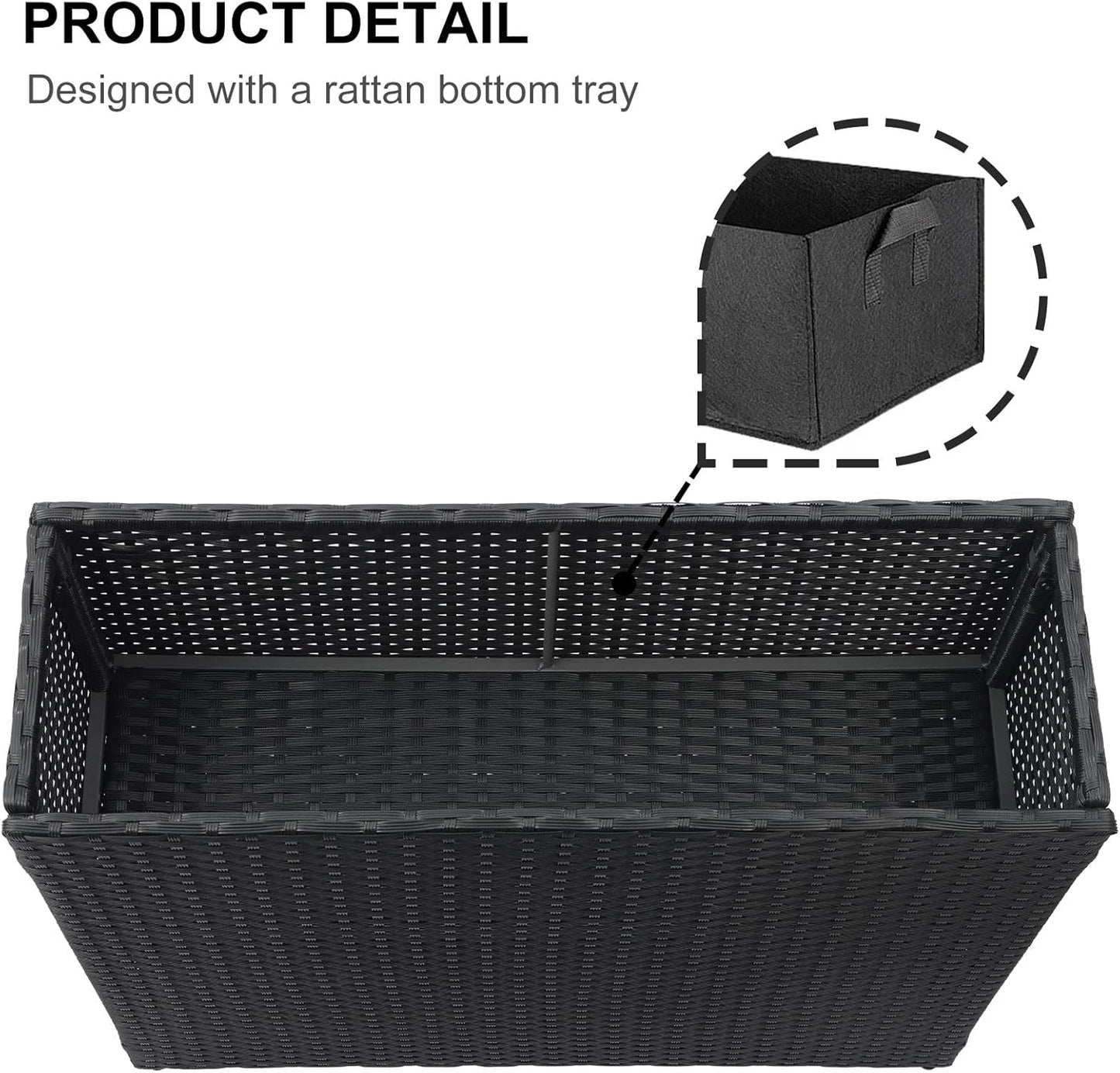 SUNNYPARK Tall Rectangular Planter - All-Weather PE Rattan for Indoor/Outdoor Use | Large Modern Design