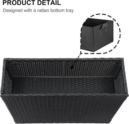 SUNNYPARK Tall Rectangular Planter - All-Weather PE Rattan for Indoor/Outdoor Use | Large Modern Design