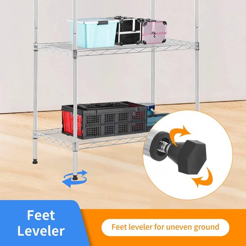 BestOffice 5-Tier Wire Storage Shelves - Heavy-Duty Metal | 14x24x60 Chrome | No-Tool Assembly, Holds Up to 750 lbs | Perfect for Home & Garage