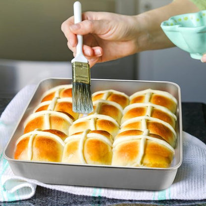 E-far Square Cake Pan Set - 6/8/9-Inch Stainless Steel Bakeware with Lids | Non-Toxic & Dishwasher Safe - 6 Pieces