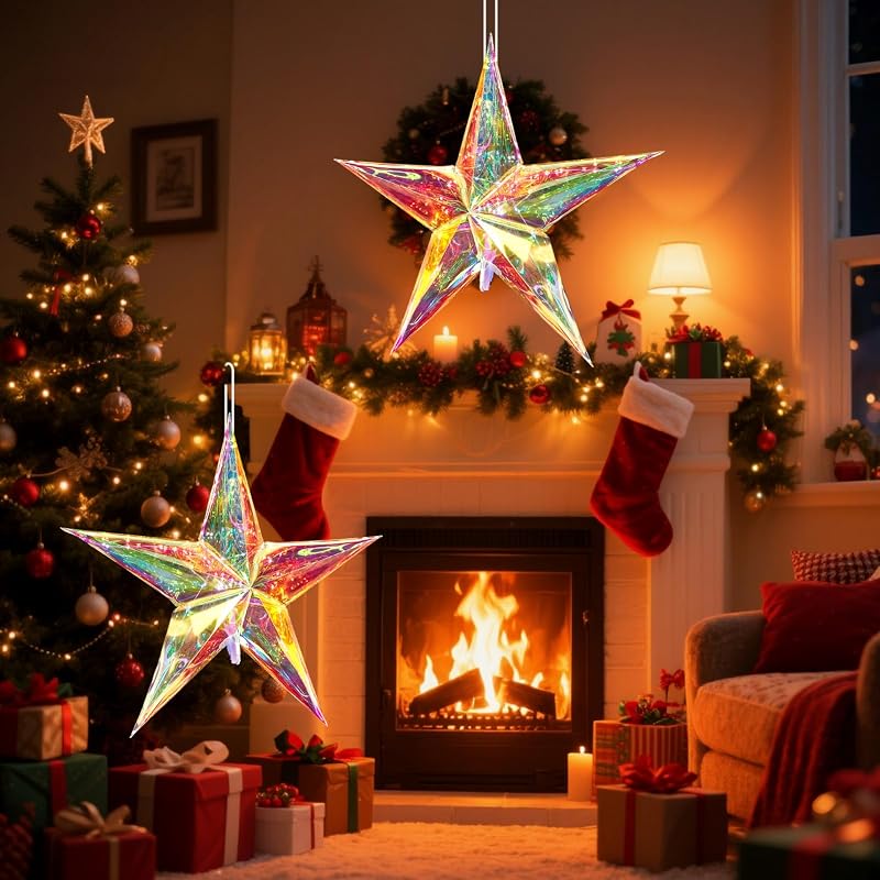 24-Inch Iridescent Moravian Star Lights - 5-Pointed 24inch Variation