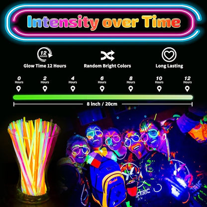 200 Counts Glow Sticks Party Pack - 8" Neon Glow in the Dark Bracelets & Necklaces, Bulk Party Favors