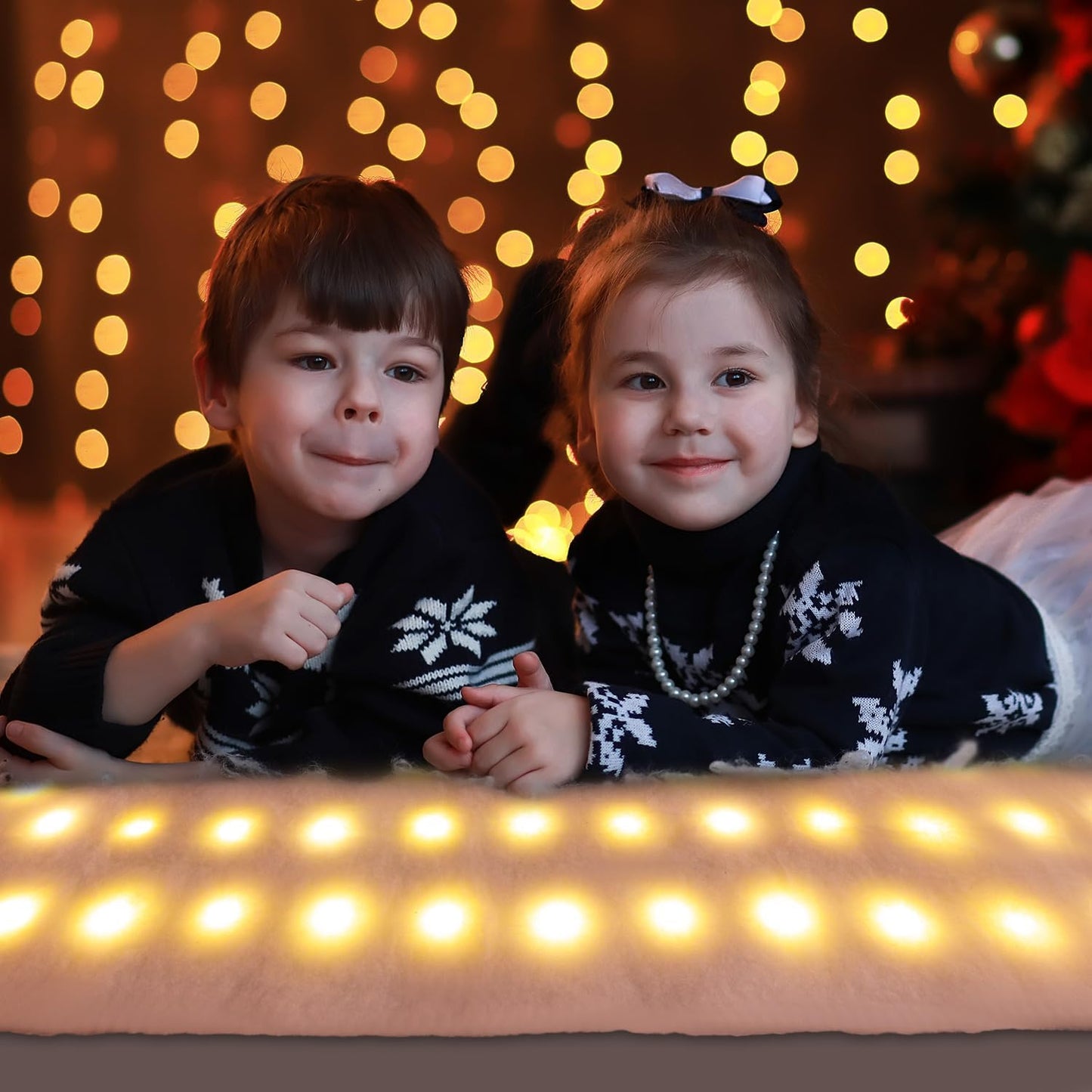 Skiennix Christmas LED Snow Blanket - 71 x 18 Inches with Lights for Festive Displays | Fake Snow Decor