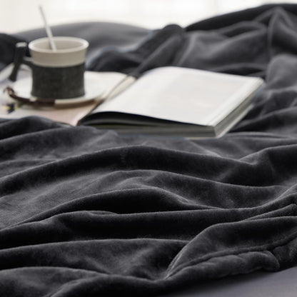 Bedsure GentleSoft Fleece Blanket - Soft, Lightweight, Plush Cozy Luxury in Dark Grey | Queen Size 90x90 Inches