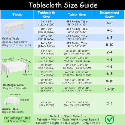 Extra Large White Tablecloth 90x156 in - 2 Pack for 8+ ft Rectangular Tables, Urby Variation: White+156" x 90"