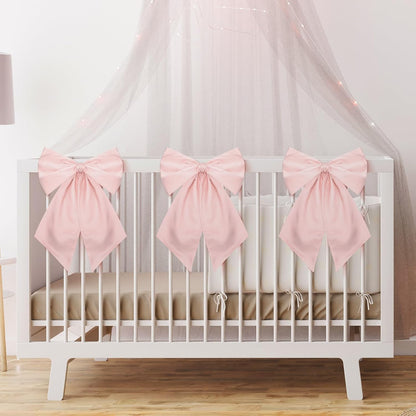 Skiennix Large Pink Bows - 3 Pack Decorative 11 x 23 Inches for Bachelorette & Bridal Showers