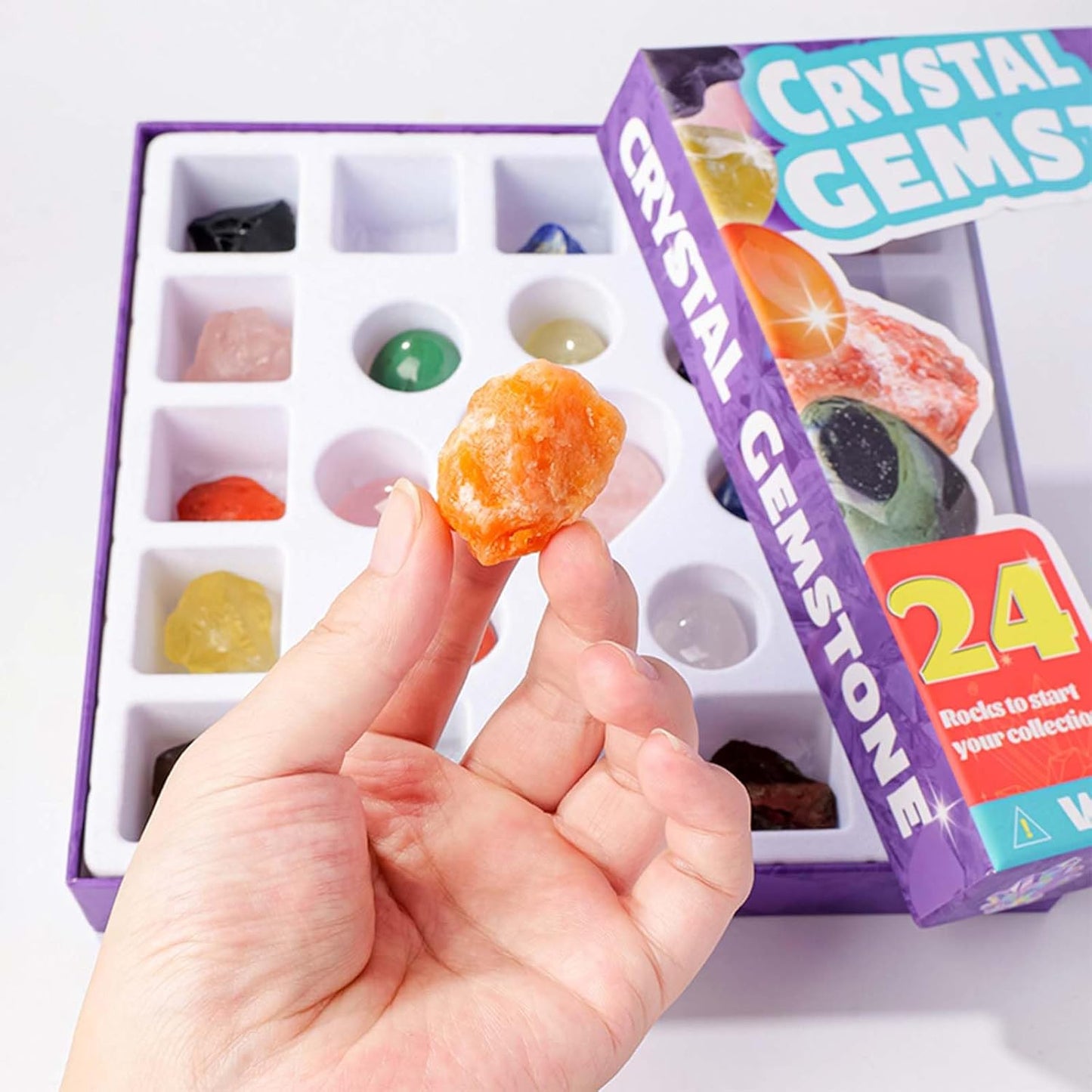 Skiennix Crystal Advent Calendar 2025 - 24 Random Gemstones, Minerals & Fossils Collection for Teens