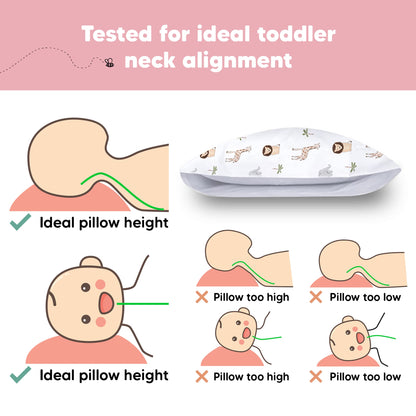 Toddler Pillow with Pillowcase - 13x18 My Little Dreamy Kids Travel Bed Pillows for Sleeping, Organic Cotton Small Pillowcase, Soft & Breathable, Machine Washable, Toddlers 2-5 years old (The Wild)