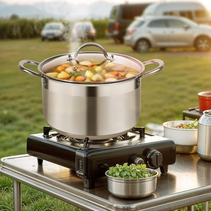 Kirecoo Stainless Steel Stock Pot - 8 Quart Heavy-Duty Induction Cookware with Visible Lid | Nonstick Design for Pasta, Soup, and Canning