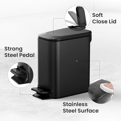 Cesun Toilet Brush and Holder Set | 1.6 Gallon Trash Can for Effortless Bathroom Cleaning