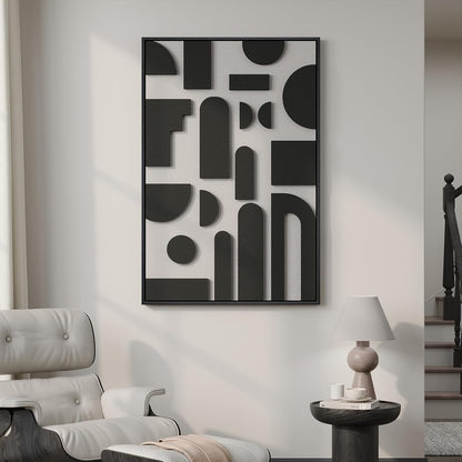 Skiennix 3D Black and White Abstract Wall Art - Modern Geometric Design for Home Decor | 24x36 In