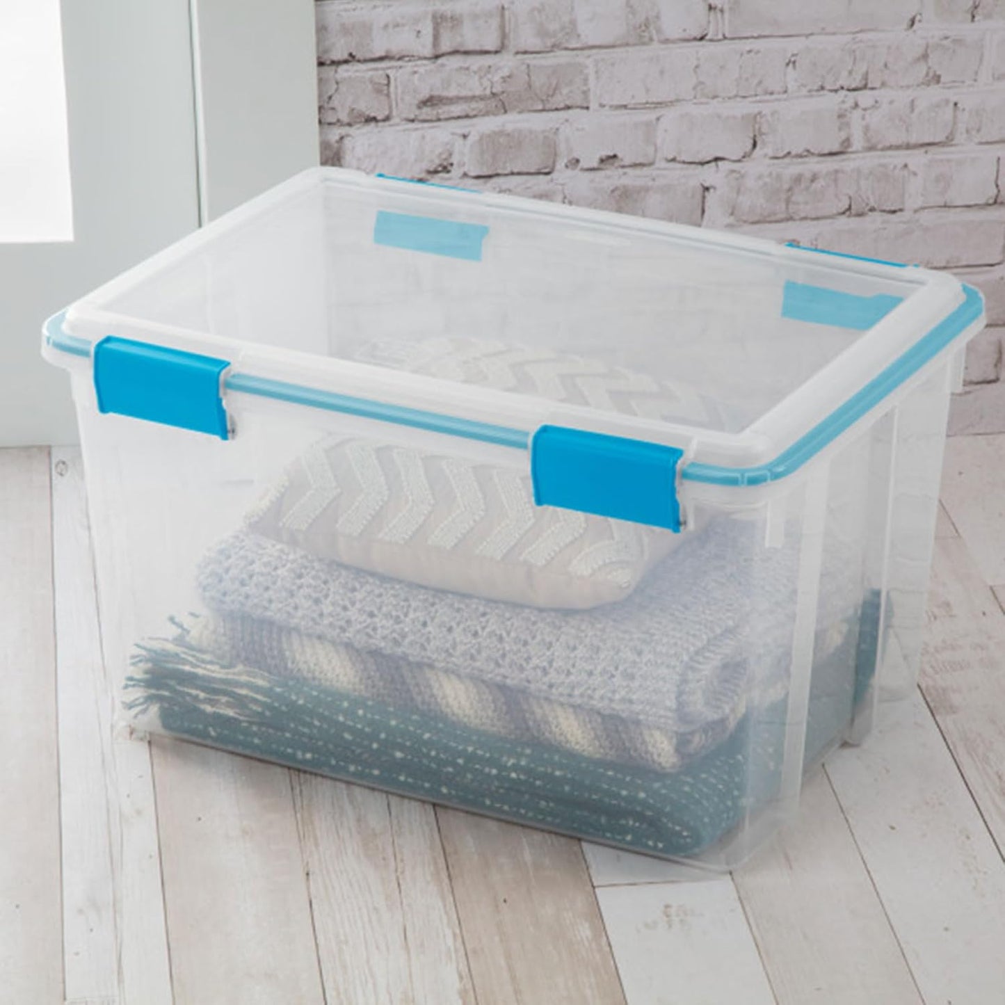 Sterilite 54 Quart Gasket Box - Stackable Clear Plastic Storage Bins with Lids for Home Organization