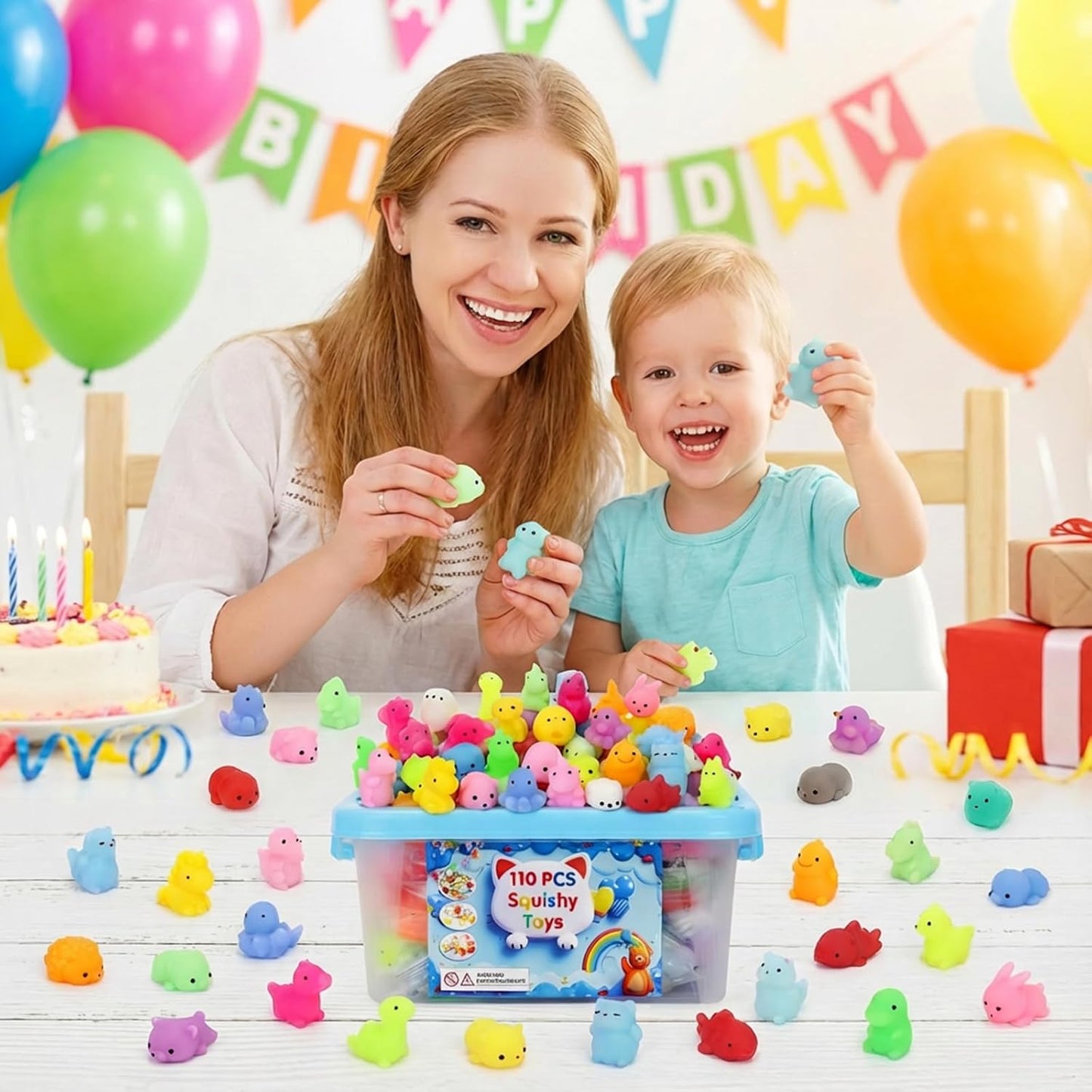 Mochi Squishy Fidget Toys by [Brand Name] - 110 Pack Soft Stress Relief & Ideal Party Favors