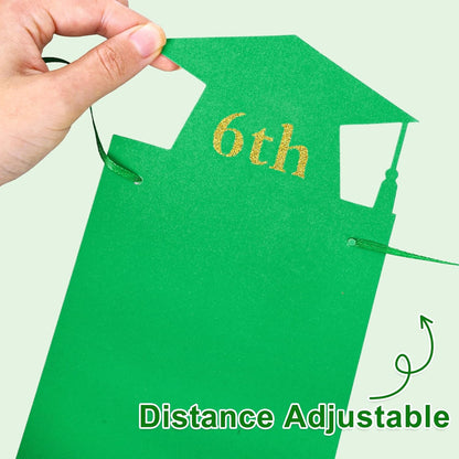 Whaline Graduation Photo Banner - 2026 Congrats Grad Bunting | No DIY Required, Green Gold Glitter, 5 x 7 Inch