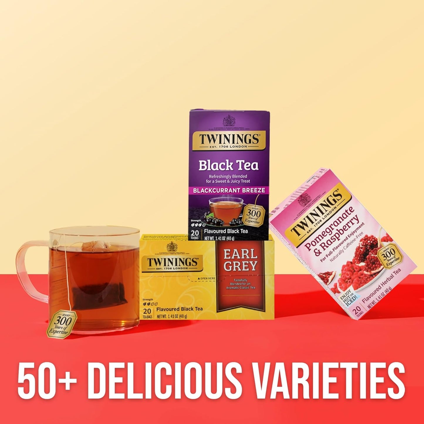 Twinings of London Blackcurrant Breeze Black Tea - Strong, Sweet & Tangy Flavor | 20 Tea Bags
