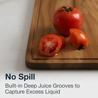 Sango Acacia Cutting Board Set - 3-Piece Wood Chopping Boards with Juice Grooves & Stand | Non-Toxic & Reversible