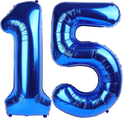 Number 15 Balloon by [Brand Name] - 40 Inch Navy Blue Birthday Decoration for 15th Party
