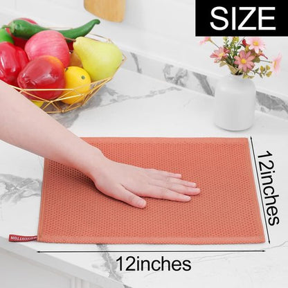 Homaxy 100% Cotton Waffle Weave Dish Cloths - Ultra Soft & Absorbent Quick-Drying Towels | 12 x 12 Inches, 6-Pack, Coral