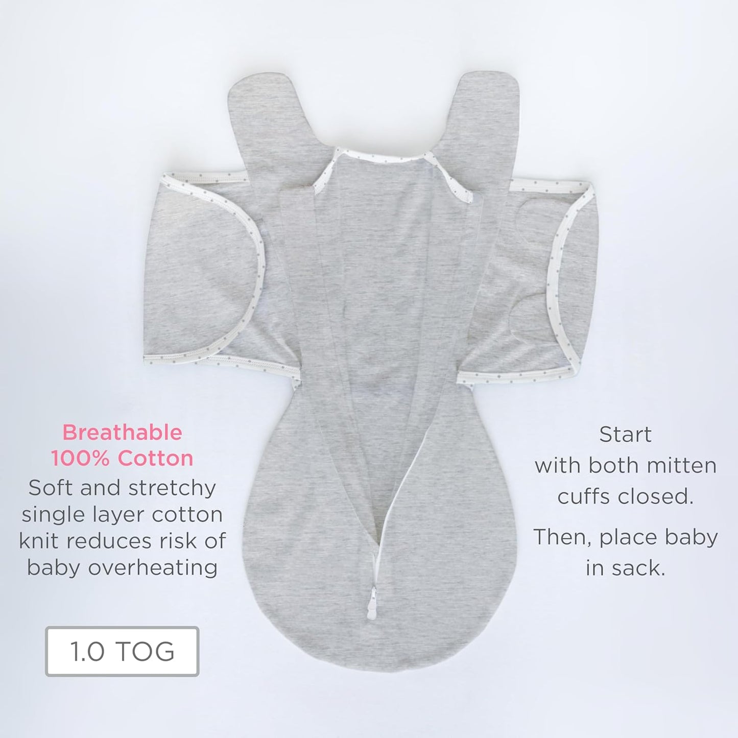 SwaddleDesigns 6-Way Omni Swaddle Sack - Arms Up Design for Newborns | Calms Startle Reflex, Improves Sleep, Small (0-3 Mo, 6-14 lbs), Heathered Peach Blush