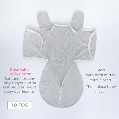 SwaddleDesigns 6-Way Omni Swaddle Sack - Arms Up Design for Newborns | Calms Startle Reflex, Improves Sleep, Small (0-3 Mo, 6-14 lbs), Heathered Peach Blush