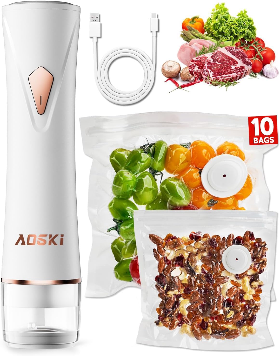 Skiennix Compact Vacuum Sealer - Handheld Portable Food Storage Machine | Rechargeable for Kitchen & Travel