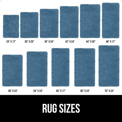 GORILLA GRIP Bath Rug Mat 42x24, Thick Soft Absorbent Chenille, Quick Dry Microfiber Mats, Rubber Backing Washable Shower Floor Rugs, Bathmat Runner, US Designed Bathroom Home Decor Accessories Blue