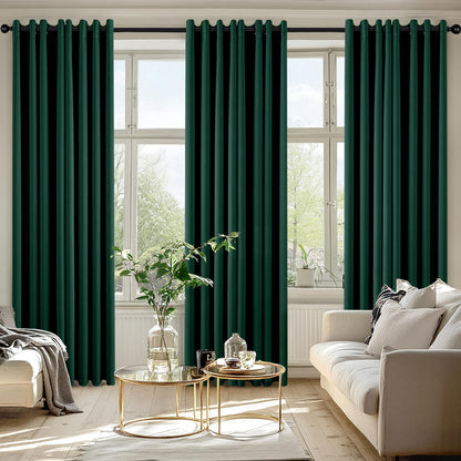 MIULEE Hunter Green Blackout Curtains for Bedroom Living Room 84 Inches Long 2 Panels, Thermal Insulated Room Darkening Drapes Solid Grommet Noise Reduction Light Blocking Window Treatments 50x84 Inch