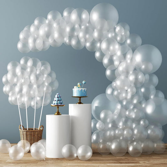RUBFAC Clear Balloons - 129pcs in Various Sizes (5-18 Inches) for Birthday, Baby Shower & Wedding Decor