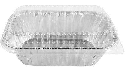 Pactogo Disposable 1 lb. Aluminum Foil Mini Loaf Pans with Clear Low Dome Lids (Pack of 40 Sets)