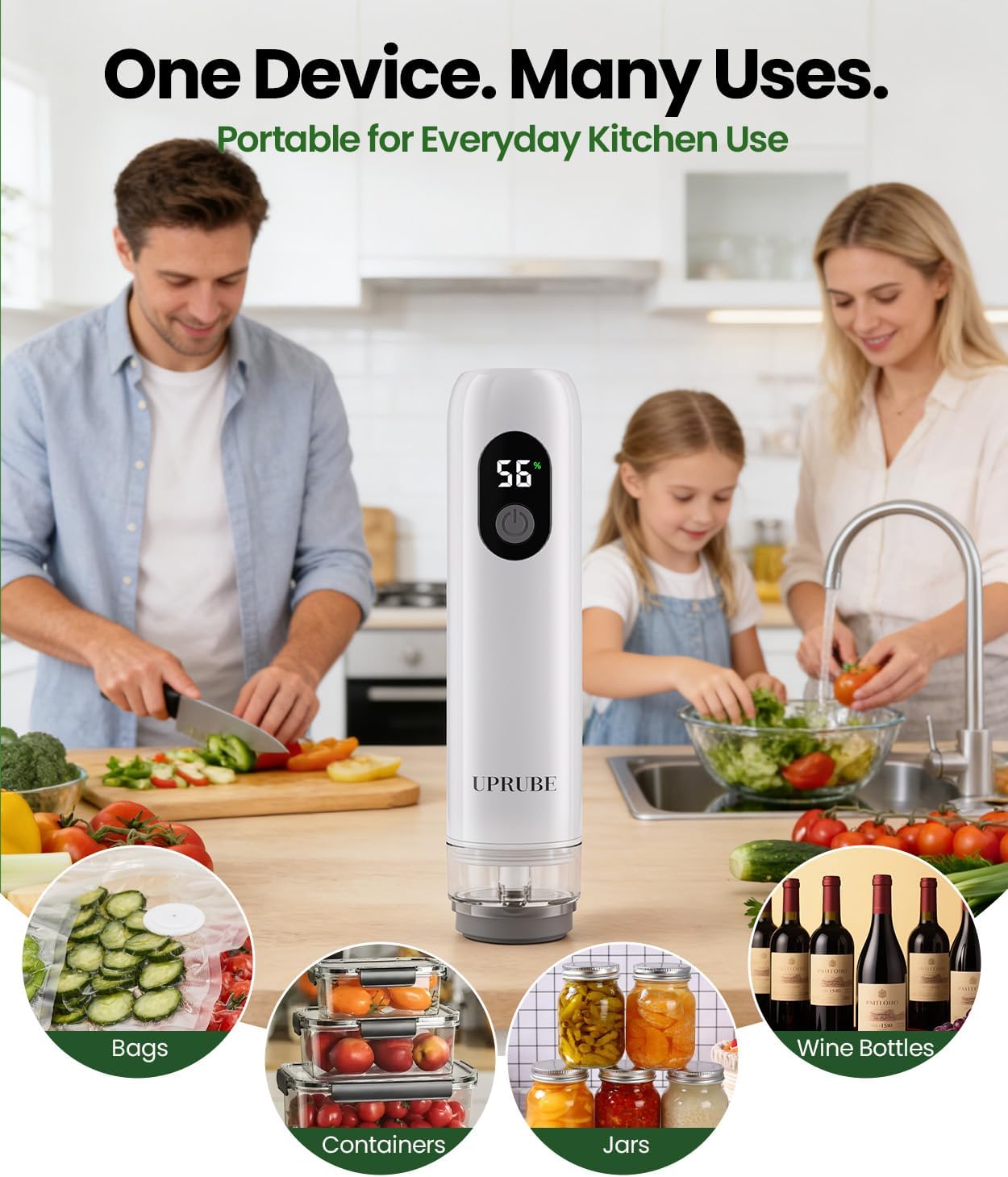 Skiennix Compact Vacuum Sealer - Powerful Handheld Food Sealer with LED Display & 30 Reusable Bags
