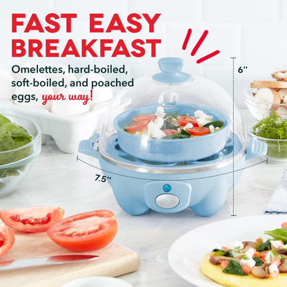 DASH Rapid Egg Cooker (6 Egg Capacity) and DASH Mini Rice Cooker Steamer Bundle - Dream Blue and Aqua