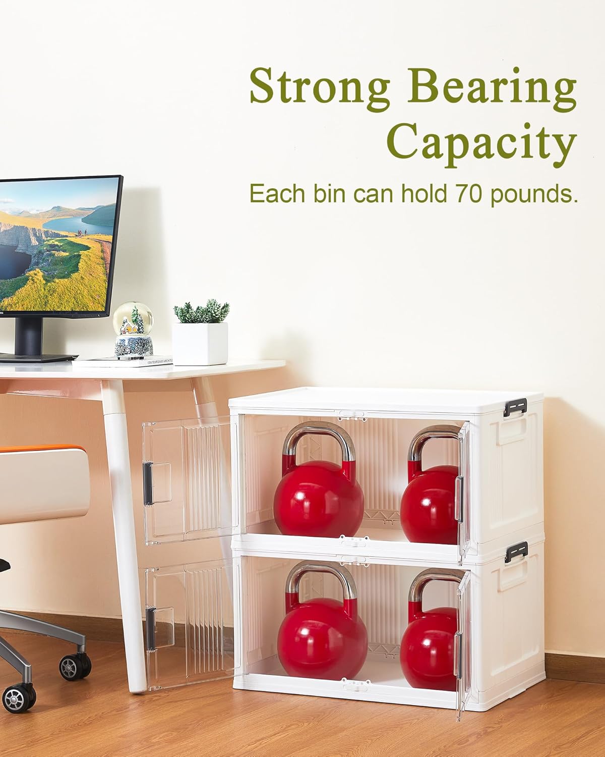 OlarHike 76QT Lockable Storage Bins - Collapsible Plastic Organizer with Lids & Wheels | 3-Pack for Closets & Office